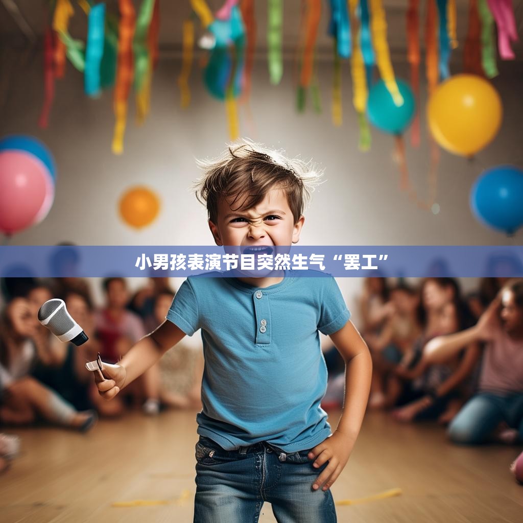 小男孩表演节目突然生气“罢工” 小男孩表演节目突然生气“罢工”